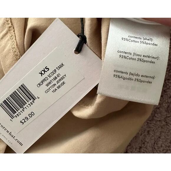NWT WeWoreWhat Sleeveless Cropped Scoop Tank Top Cotton Racerback XXS Beige - Picture 9 of 15